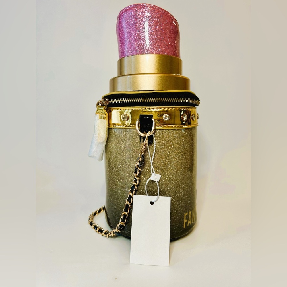 Gold and Pink Fantasy Lipstick Shoulder Bag - Picture 5 of 7